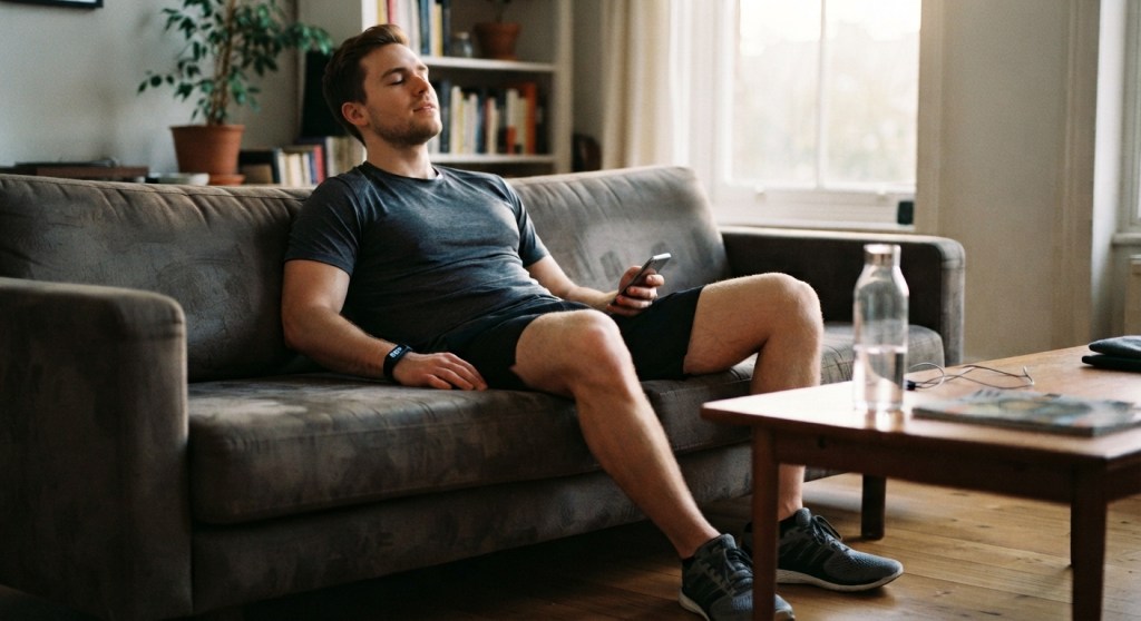 A man checking multiple wellness and fitness metrics on his phone