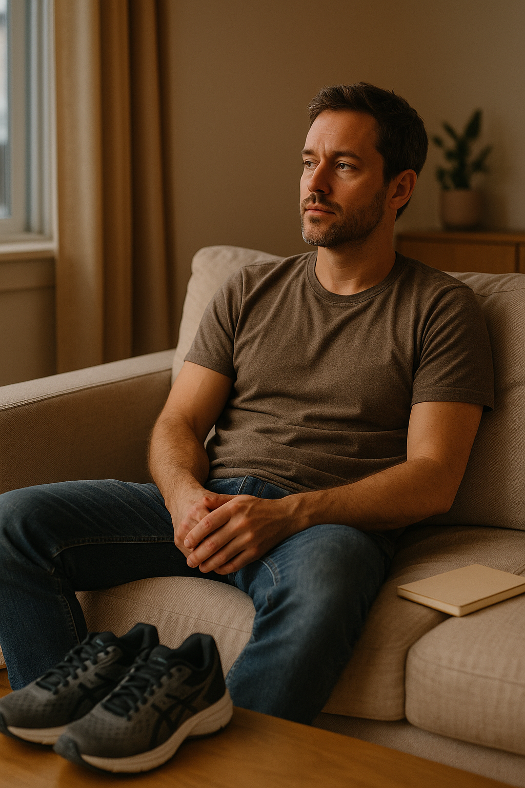 A man taking a quiet break at home from his daily routine